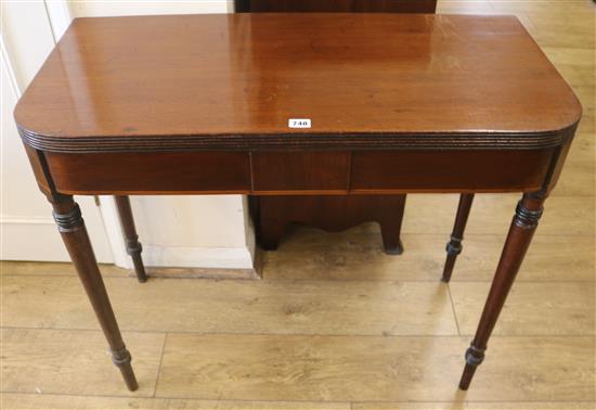 A Regency mahogany folding tea table, W.91cm